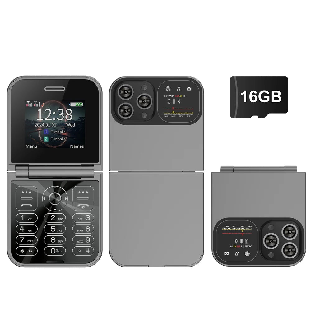 SERVO F15 Mini Flip Mobile Phone - 2.0" Display, Dual SIM, Speed Dial, Magic Voice, Senior-Friendly