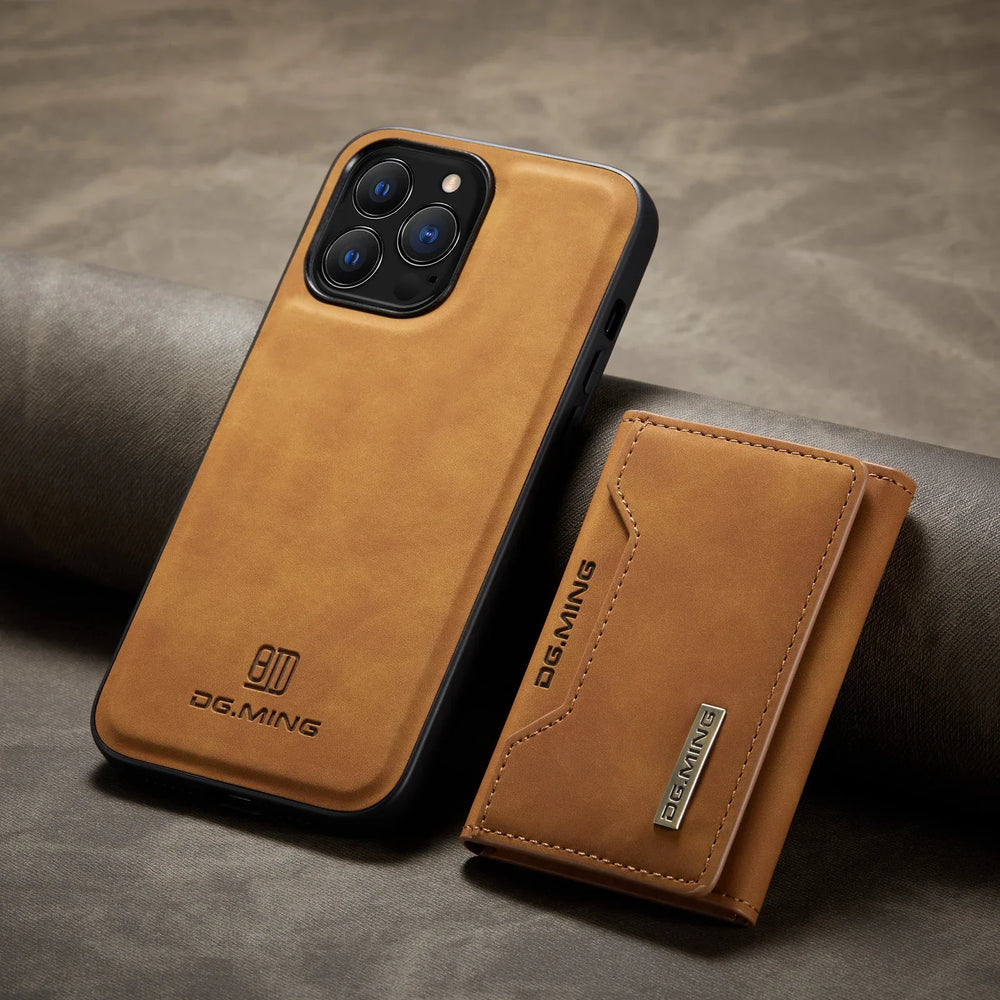 2-in-1 Detachable Magnetic Leather Wallet Case for iPhone 17/16/15/14/13/12/11 - Card Holder, Removable