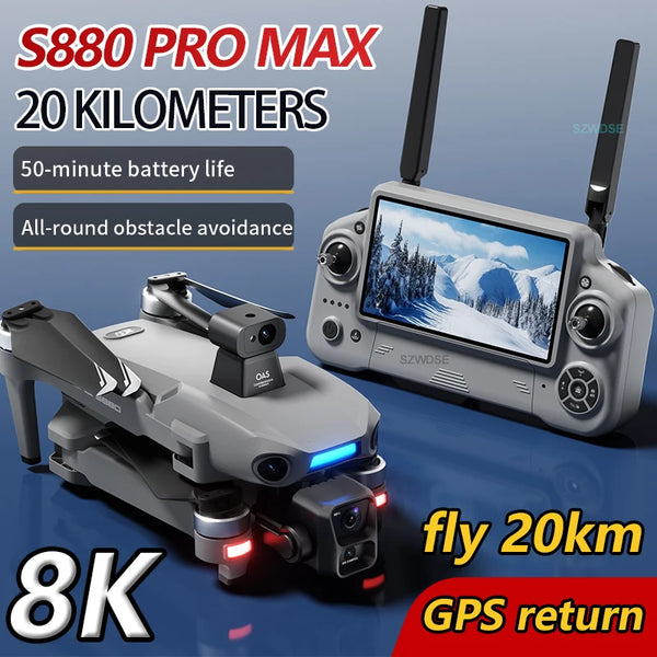 S880 Max GPS Fishing Drone 8K Dual Camera - 5G FPV, 3-Axis Gimbal, Airdrop Function