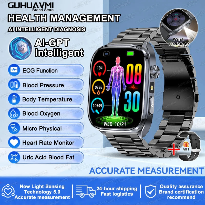 ECG Wellness Smartwatch - 2.0" AMOLED Bluetooth Calling Health Tracker