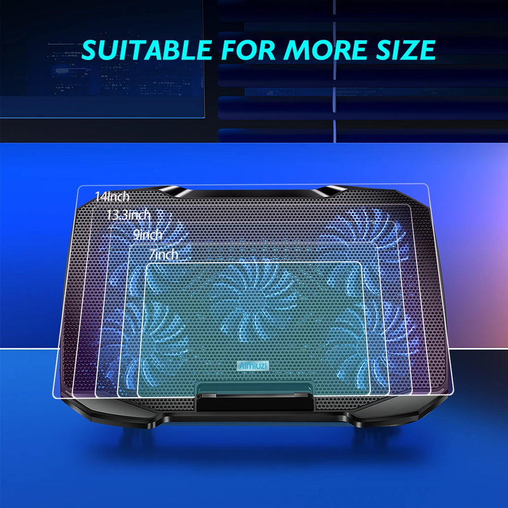 COOLCOLD Laptop Cooling Pad 12-17 Inch - 5 Quiet Fans, 5 Angle Positions, Phone Holder
