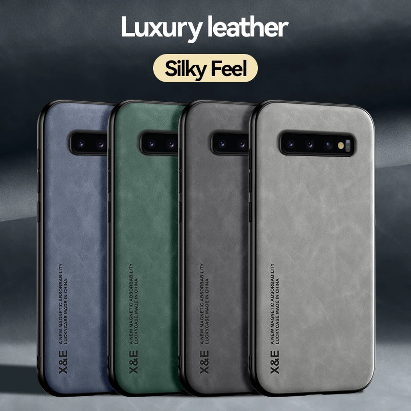 Luxury Leather Wallet Case for Samsung Galaxy S8/S9/S10 Plus - Magnetic Car Holder, Card Slot, Flip Cover