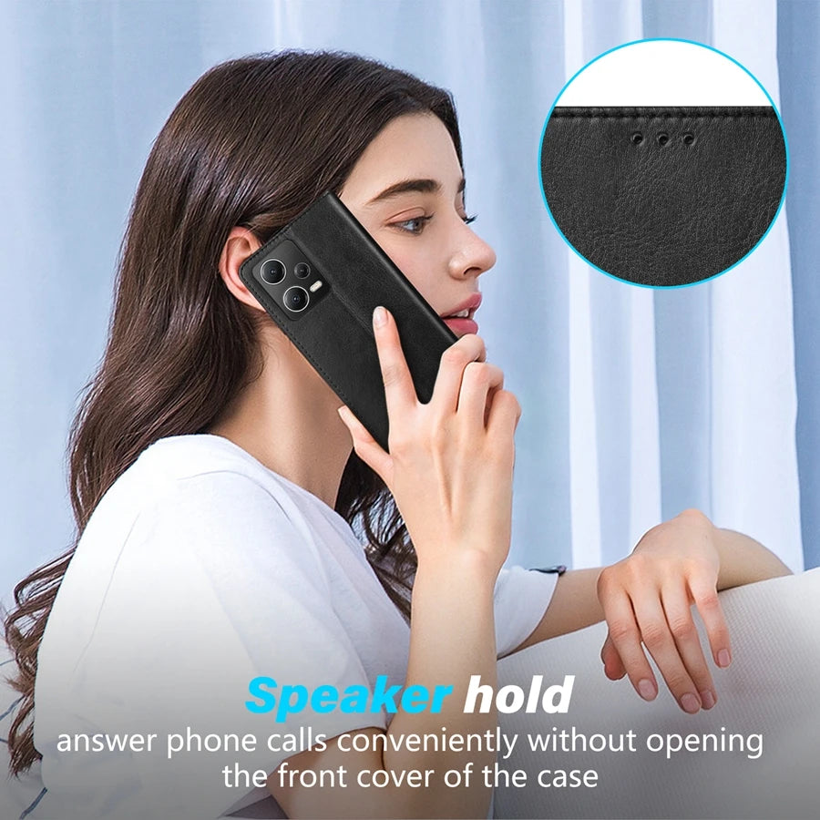 Magnetic Wallet Leather Case for Xiaomi Redmi Note 12 Pro/11/10S - Card Holder, Skin-Friendly Flip Cover