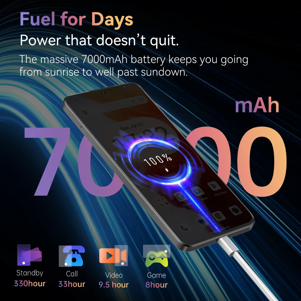 Cubot Note 60 Smartphone - Android 15, 7.2" 120Hz Display, 16GB RAM + 128GB ROM, 48MP Camera, 7000mAh