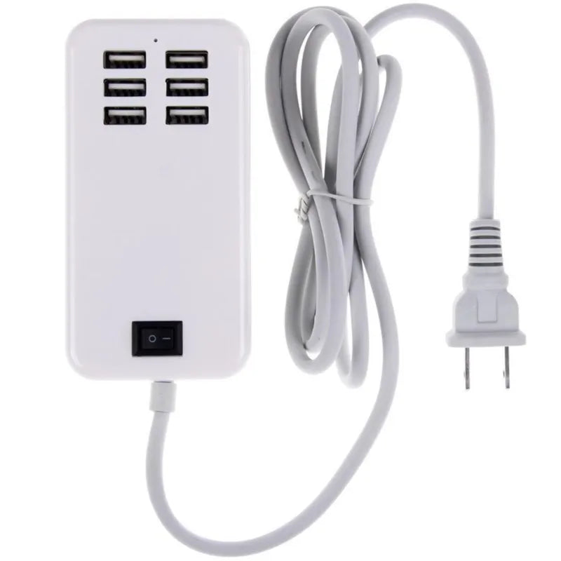Premium 6-Port USB Wall Charger Hub - 5V/3A Fast Charging Station, EU/US Plug, Universal Compatibility