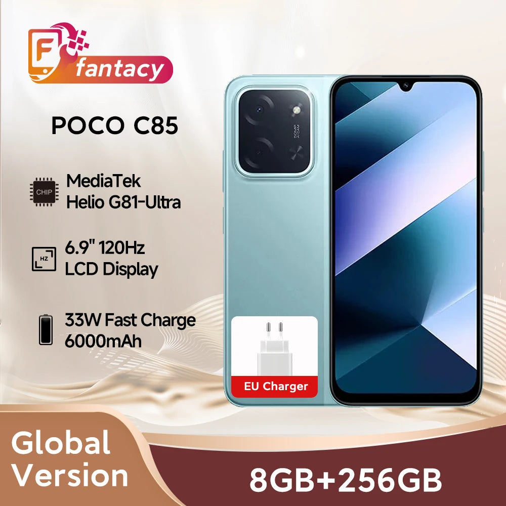 POCO C85 Global Smartphone - 6.9" 120Hz Display, 6000mAh, 50MP Camera