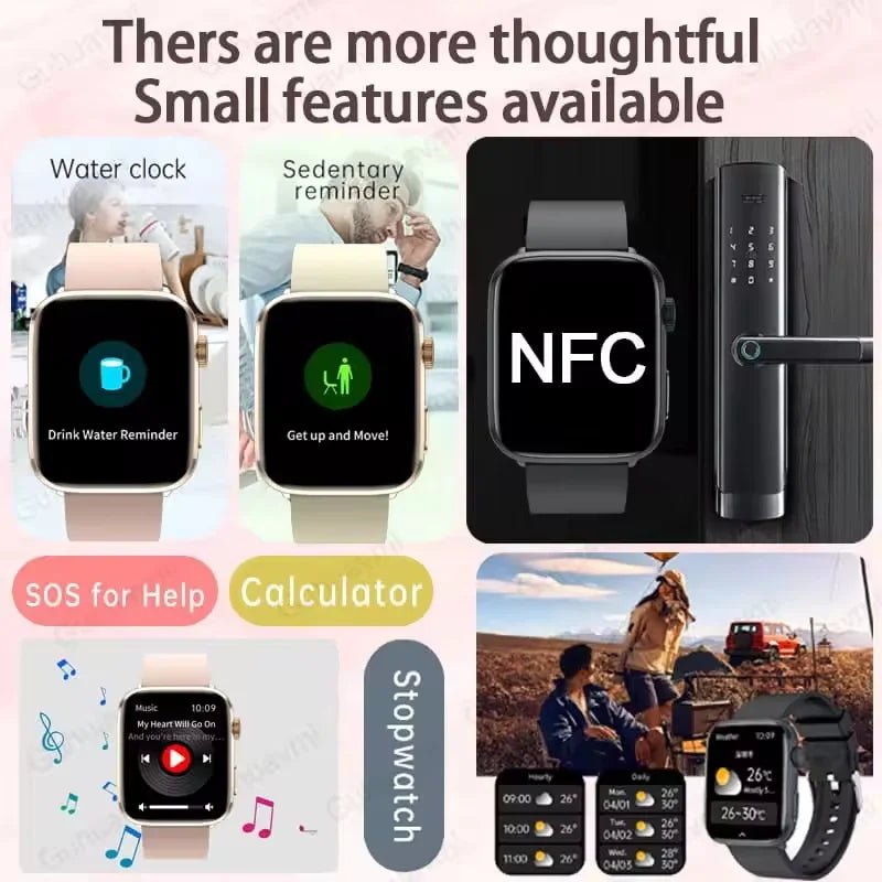 AI Health Smartwatch - 1.85" AMOLED NFC Sports Watch with HRV+PPG