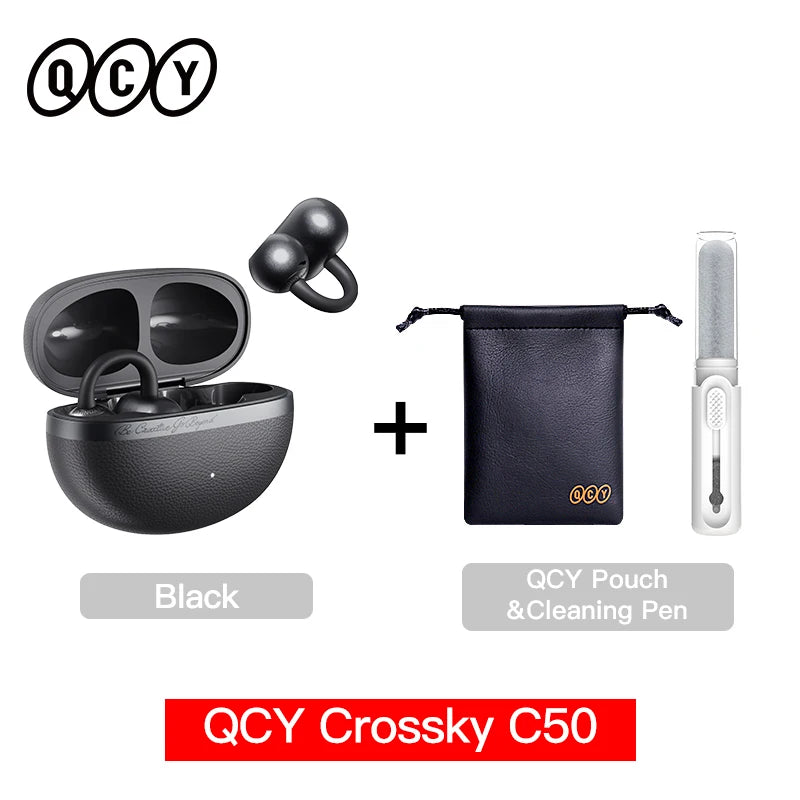QCY Crossky C50 Open-Ear Earbuds - Bluetooth 6.0, AI Calls, Bass Boost