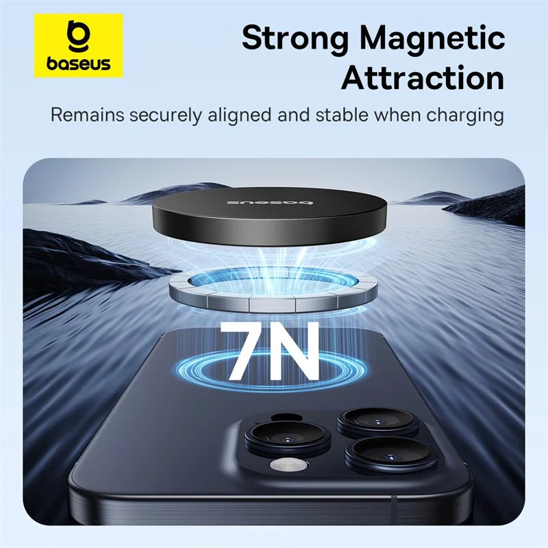Baseus Qi2 Magnetic Wireless Fast Charger - 15W, MagSafe Compatible, For iPhone 17/16/15/14/13 & AirPods