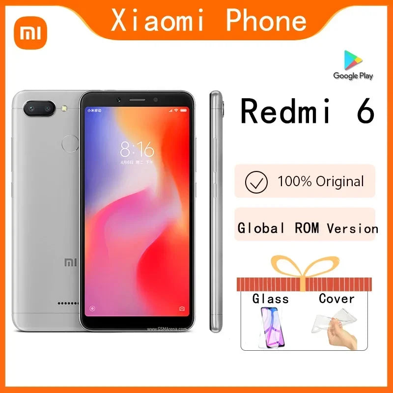 Xiaomi Redmi 6 4G Smartphone Global ROM - 4GB RAM + 64GB, 6.6" Display, Fingerprint Sensor, Google Play