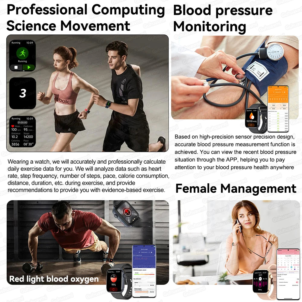 AI Health Smartwatch - 1.85" AMOLED NFC Sports Watch with HRV+PPG