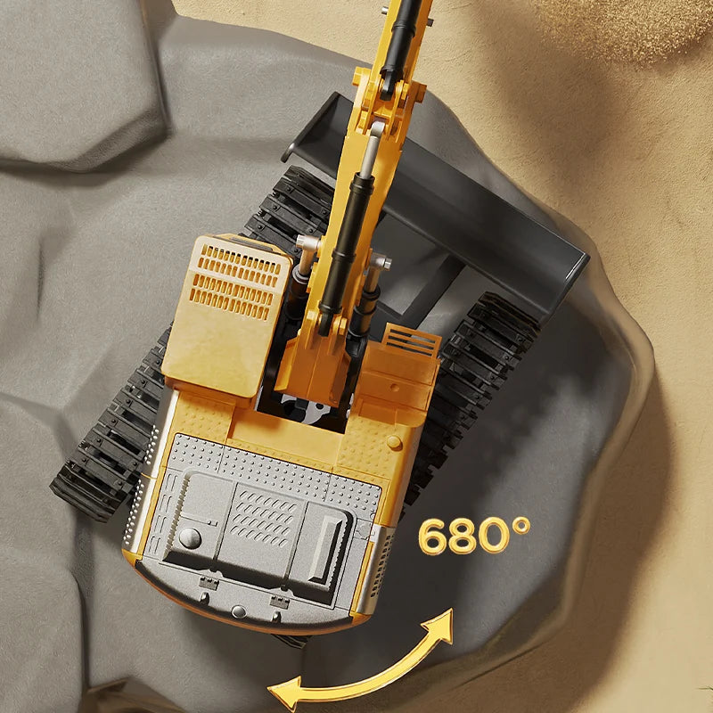 Alloy RC Excavator Toy - Lights & Sound Effects, Electric Engineering Vehicle, Remote Control, Kids Gift