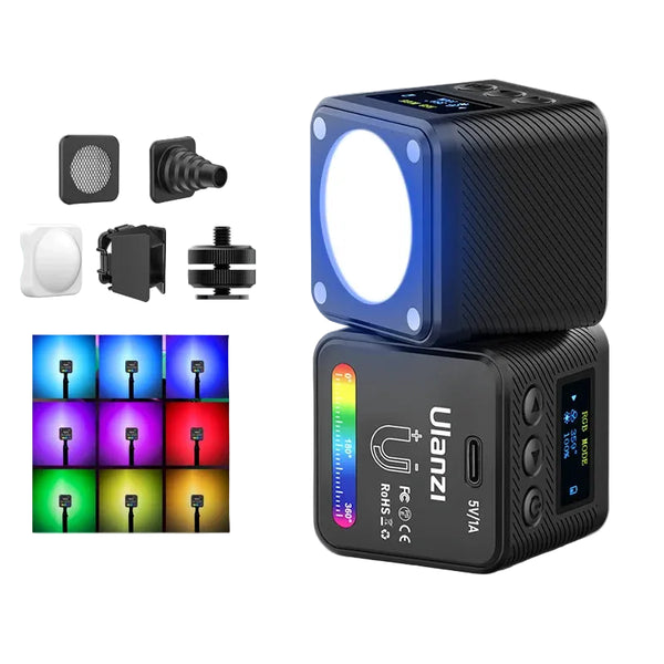 Ulanzi L2 RGB Mini COB Magnetic Video Light - 360° Colour, Diffuser, 65-Min Battery