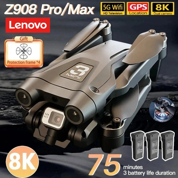 Lenovo Z908 Pro/MAX 4K/8K GPS Drone - Optical Flow Localisation, 3-Sided Obstacle Avoidance