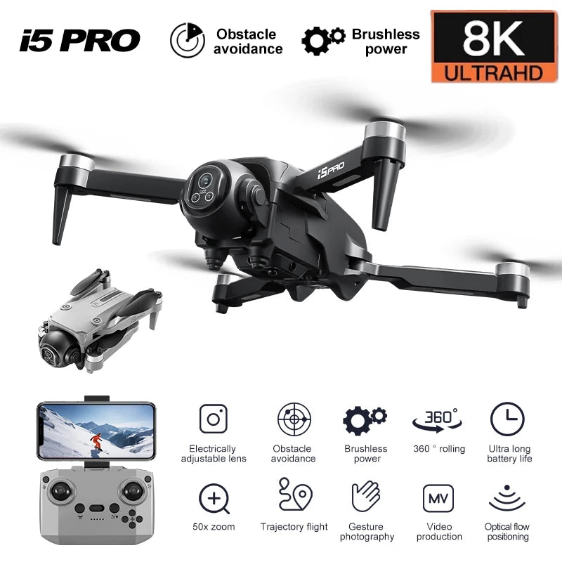 I5 Pro Drone - 8K Camera, 5G WiFi FPV, Obstacle Avoidance
