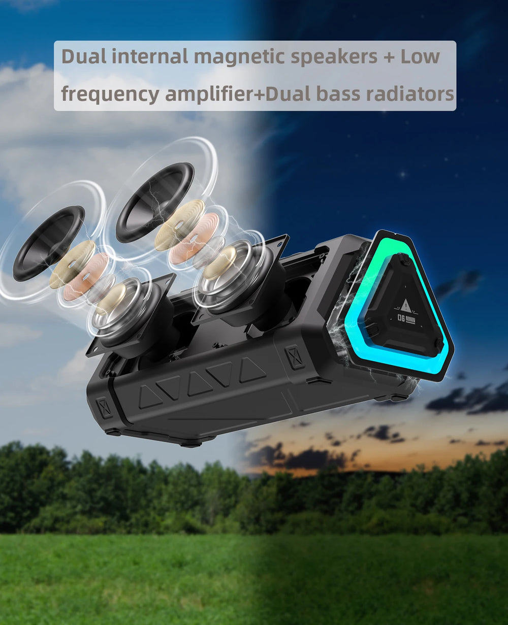 MLOVE P3 Outdoor Bluetooth Speaker - 40W Output, Bluetooth 5.3, IPX7 Waterproof, Stereo, RGB Light