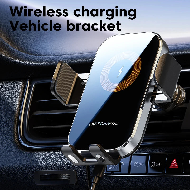 Universal Car Wireless Charger Mount - 15W Fast Charging, Auto-Clamp Holder, For iPhone & Android