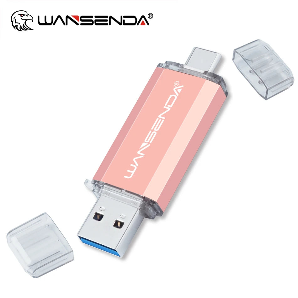 WANSENDA OTG Type-C USB 3.0 Flash Drive - 16GB to 512GB, CE Certified