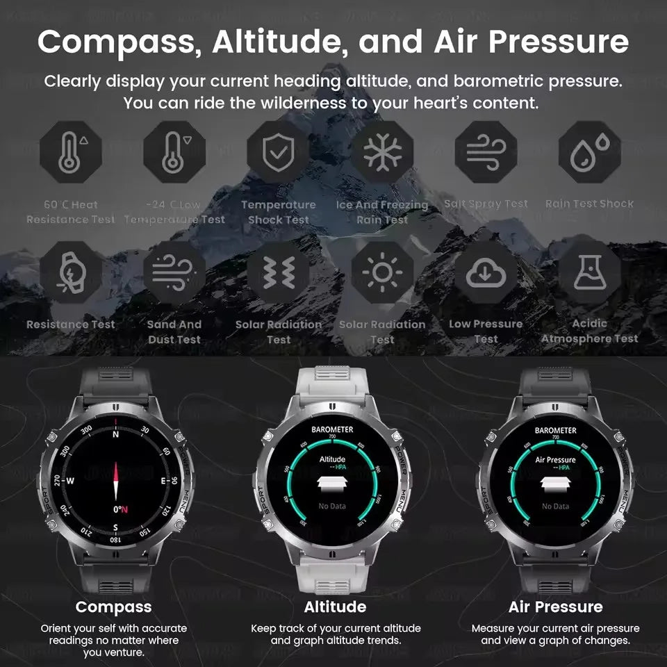 Military GPS Smartwatch - 1.73" AMOLED 1000mAh 5ATM Outdoor Watch