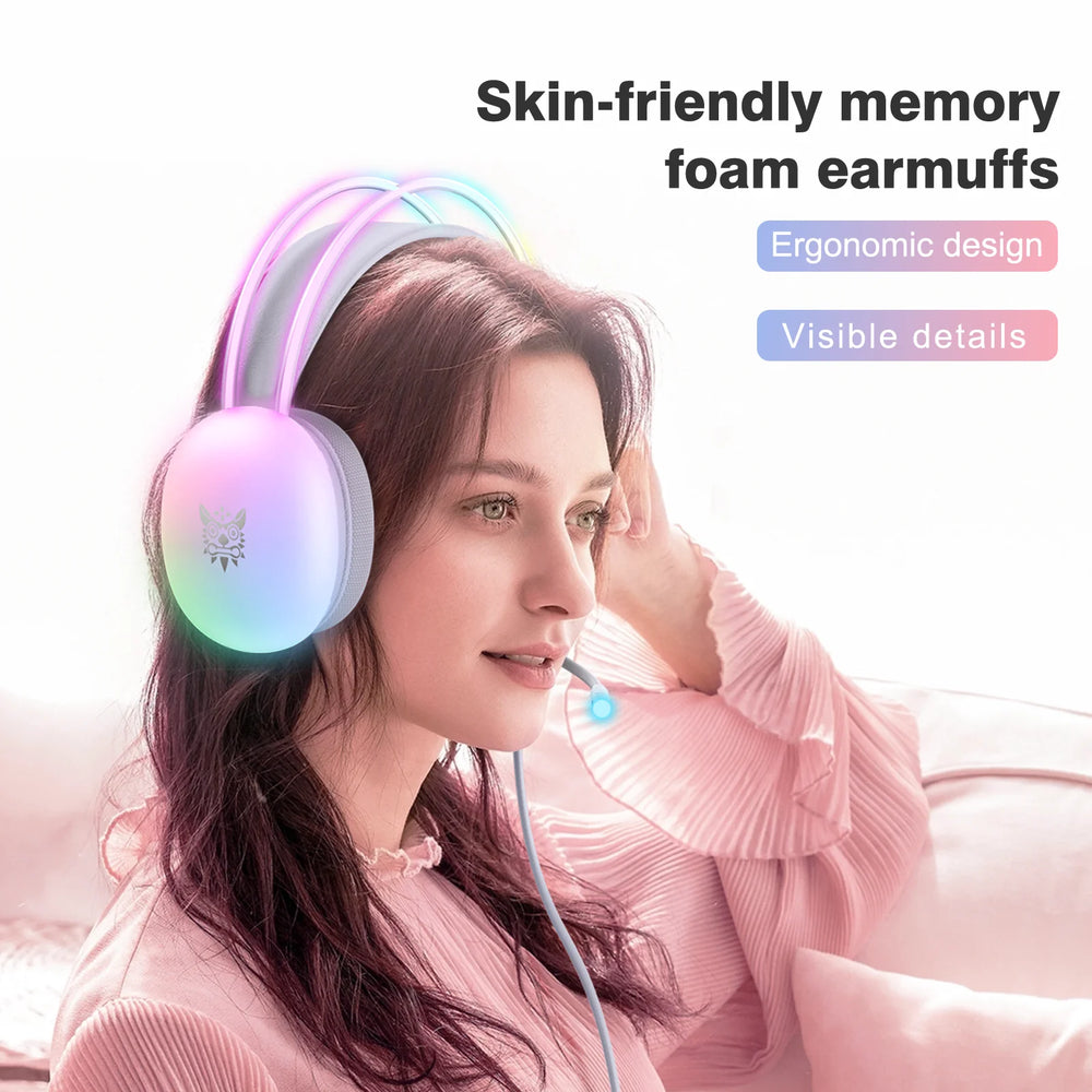ONIKUMA RGB Wired Gaming Headset with Mic - Full LED Illumination, Noise Cancellation, For PC, PS4 & Xbox