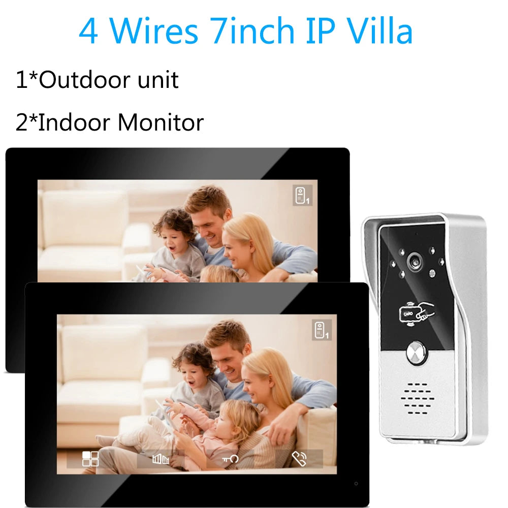 7-Inch Video Intercom System Indoor Monitor - Visual Doorphone Camera, Home Security Kit