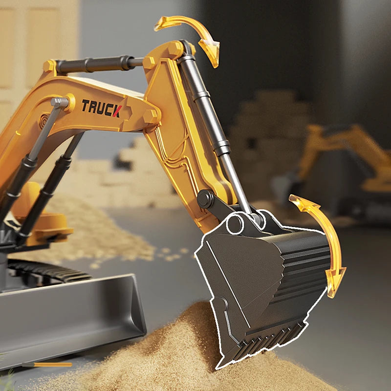 Alloy RC Excavator Toy - Lights & Sound Effects, Electric Engineering Vehicle, Remote Control, Kids Gift
