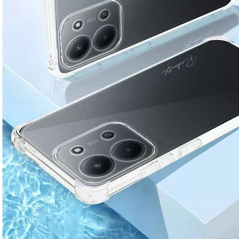 Shockproof Transparent Silicone Case for Xiaomi Redmi 15C/14C/13C/12C/11A - Soft TPU, Drop Protection
