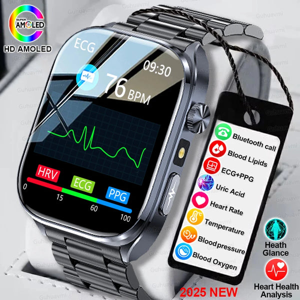 ECG Wellness Smartwatch - 2.0" AMOLED Bluetooth Calling Health Tracker