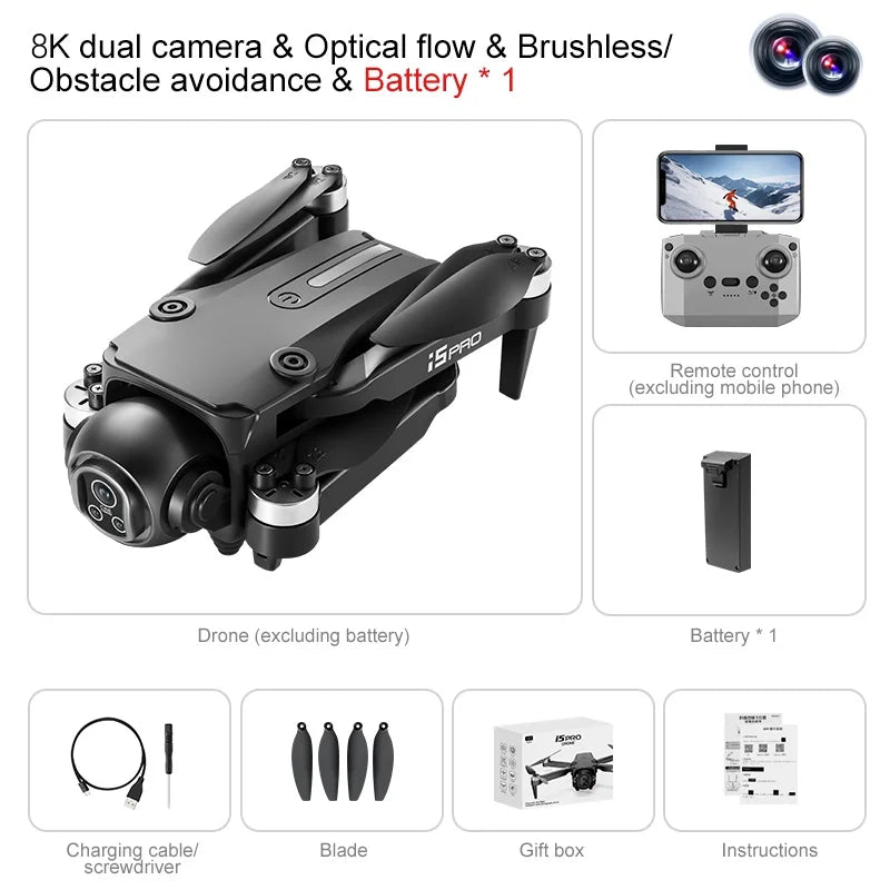 I5 Pro Drone - 8K Camera, 5G WiFi FPV, Obstacle Avoidance