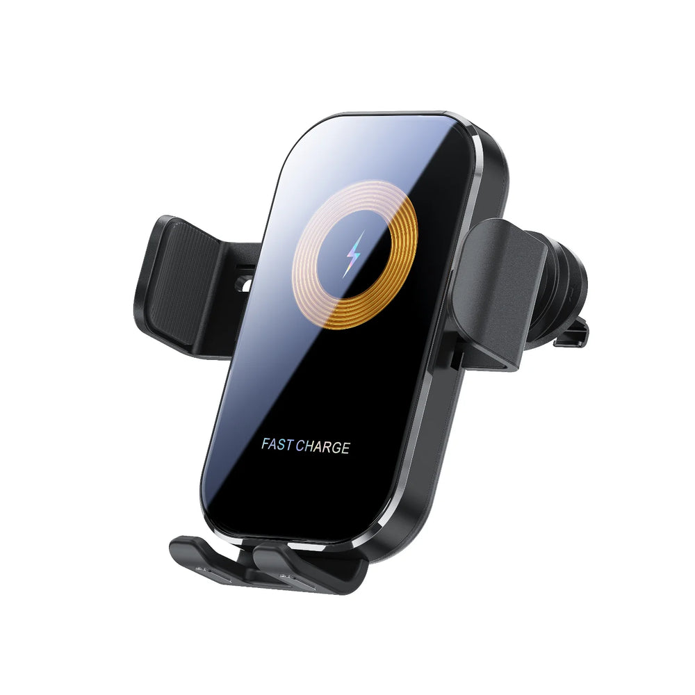 Universal Car Wireless Charger Mount - 15W Fast Charging, Auto-Clamp Holder, For iPhone & Android