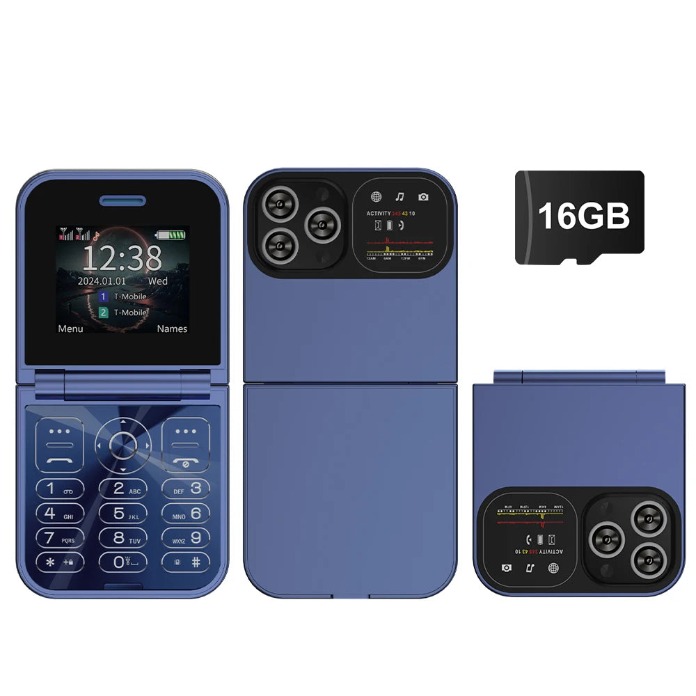 SERVO F15 Mini Flip Mobile Phone - 2.0" Display, Dual SIM, Speed Dial, Magic Voice, Senior-Friendly