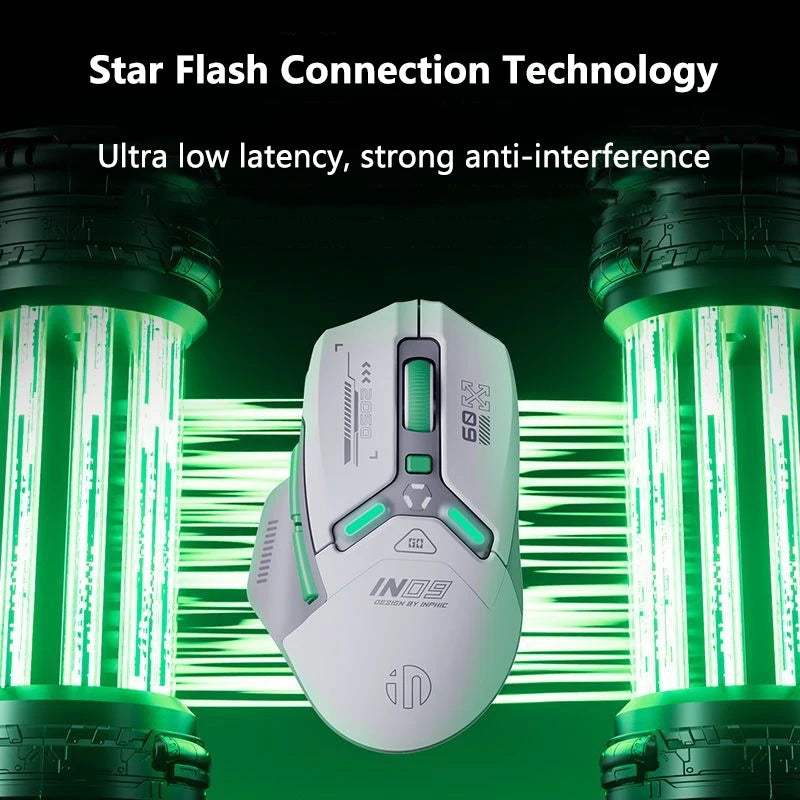 Inphic IN9 Wireless Gaming Mouse PAW3311 - RGB, Rechargeable, Bluetooth + 2.4G