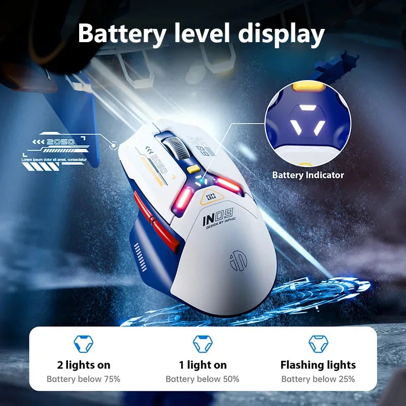 Inphic IN9 Wireless Gaming Mouse PAW3311 - RGB, Rechargeable, Bluetooth + 2.4G