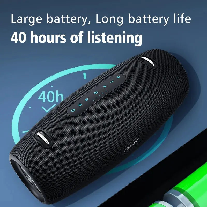 Zealot S67 Portable Party Bluetooth Speaker - 60W Loud 3D Bass, 14400mAh Battery, Outdoor Waterproof