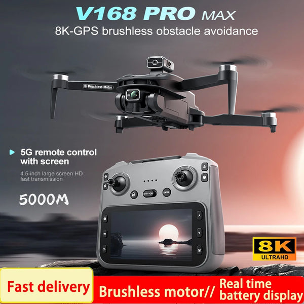 V168 Pro MAX GPS Drone - 8K Camera, 5G WiFi FPV, Brushless Flight