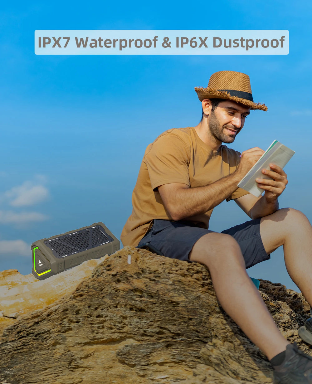 MLOVE P3 Outdoor Bluetooth Speaker - 40W Output, Bluetooth 5.3, IPX7 Waterproof, Stereo, RGB Light