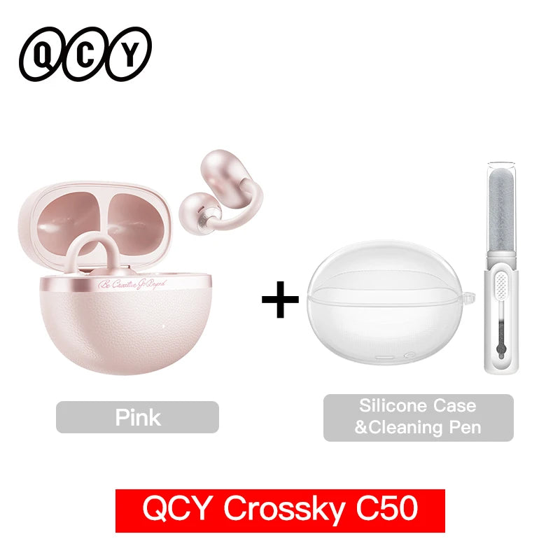 QCY Crossky C50 Open-Ear Earbuds - Bluetooth 6.0, AI Calls, Bass Boost