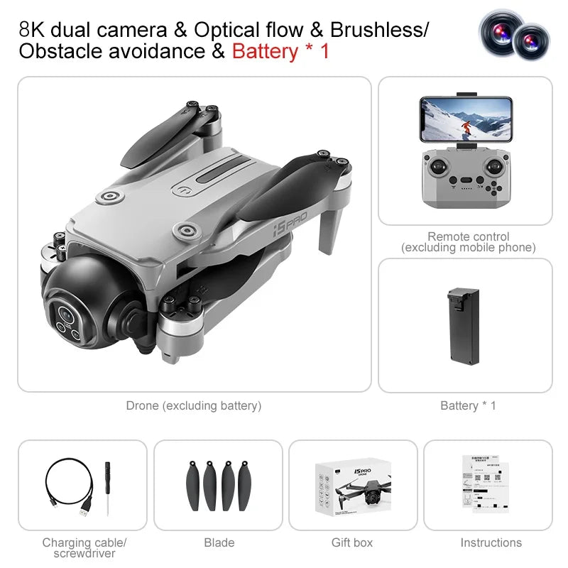 I5 Pro Drone - 8K Camera, 5G WiFi FPV, Obstacle Avoidance