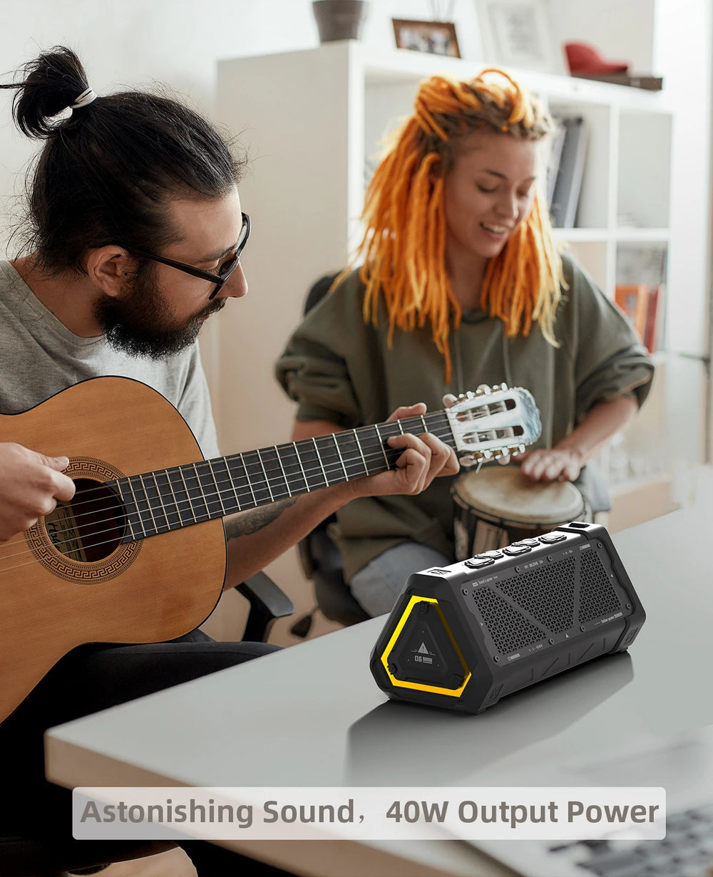 MLOVE P3 Outdoor Bluetooth Speaker - 40W Output, Bluetooth 5.3, IPX7 Waterproof, Stereo, RGB Light