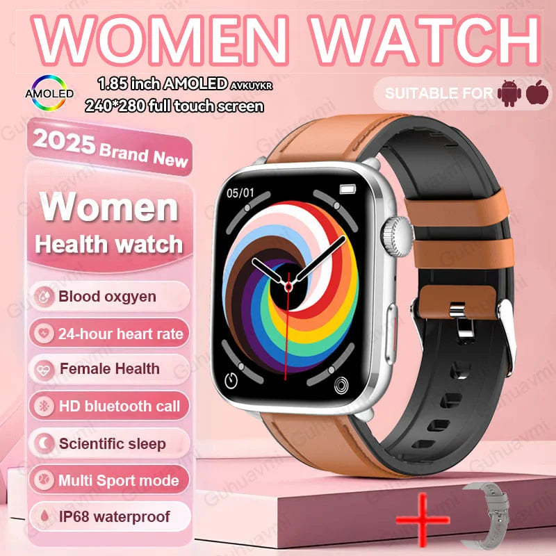 AI Health Smartwatch - 1.85" AMOLED NFC Sports Watch with HRV+PPG
