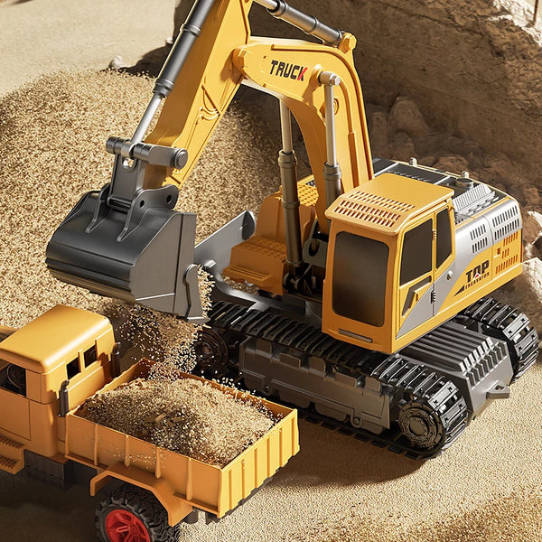 Alloy RC Excavator Toy - Lights & Sound Effects, Electric Engineering Vehicle, Remote Control, Kids Gift