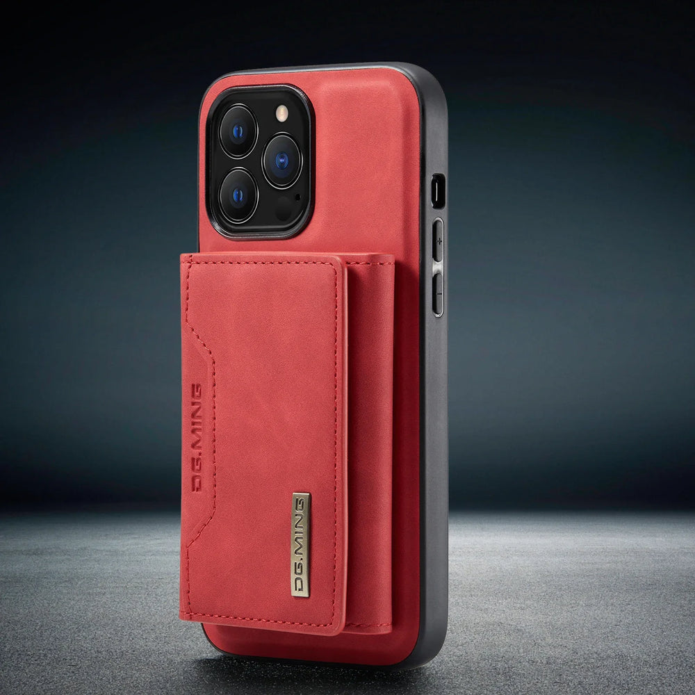 2-in-1 Detachable Magnetic Leather Wallet Case for iPhone 17/16/15/14/13/12/11 - Card Holder, Removable