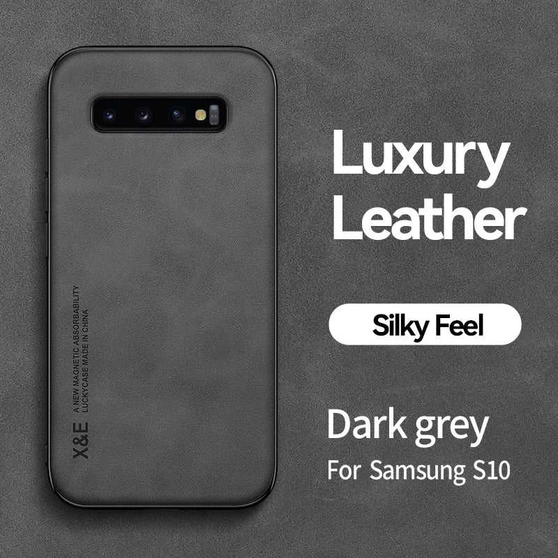 Luxury Leather Wallet Case for Samsung Galaxy S8/S9/S10 Plus - Magnetic Car Holder, Card Slot, Flip Cover